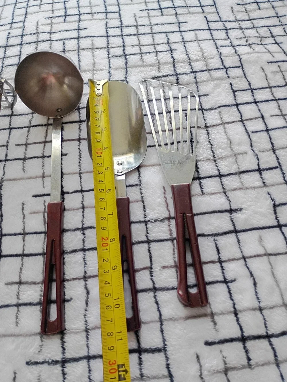 50s 60s Stanhome Vintage Stainless Steel Kitchen Utensil Set with Brown Handles